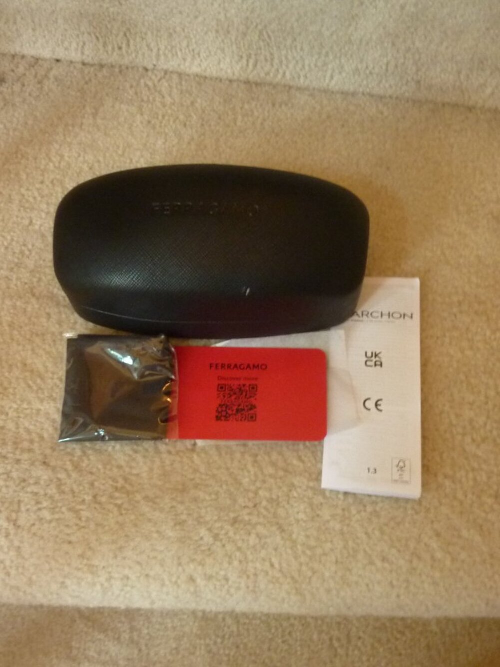 Brand New Ferragamo Black Eyeglass Case with Cleaning Cloth
